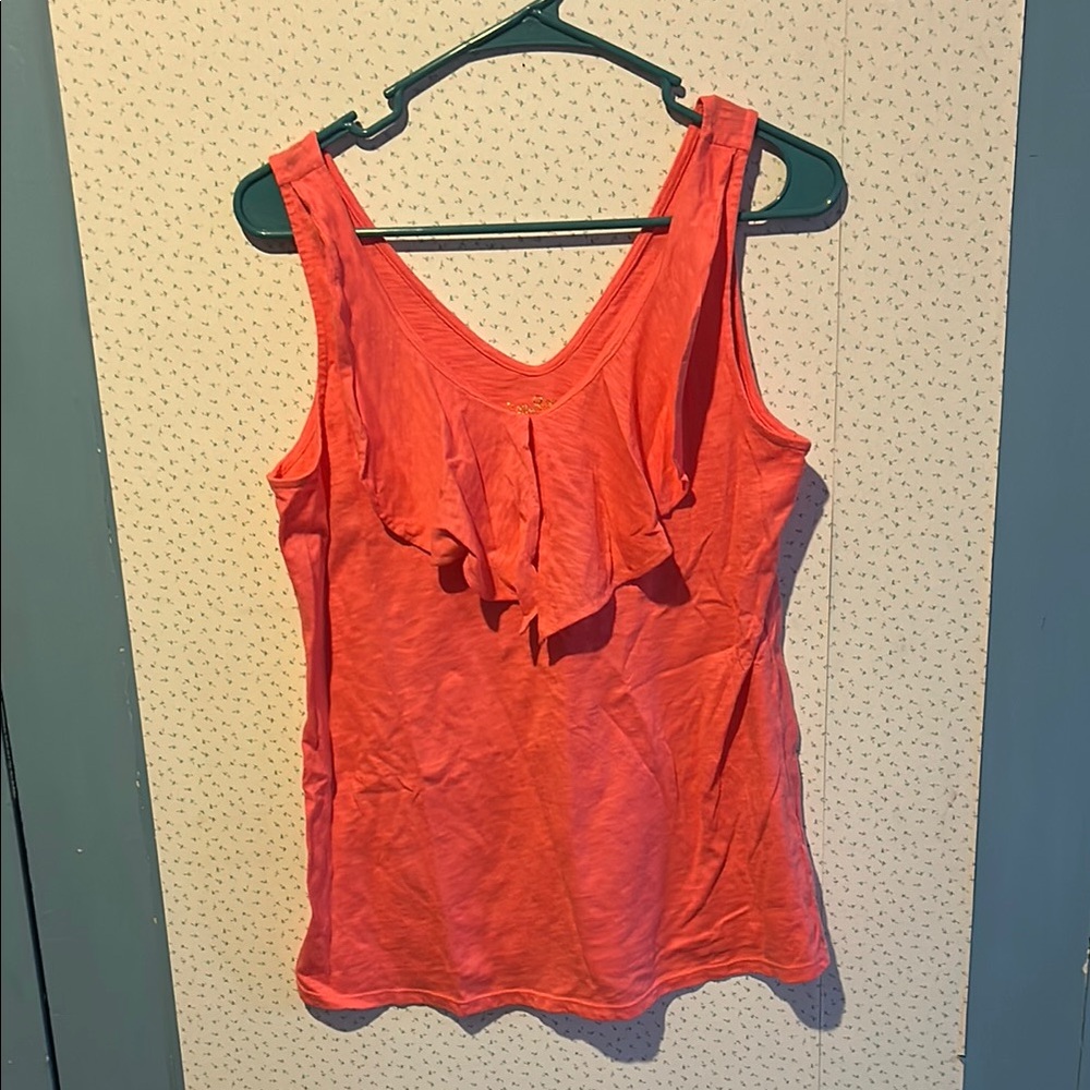 Lilly Pulitzer Pink Ruffled Sleeveless Tank Top